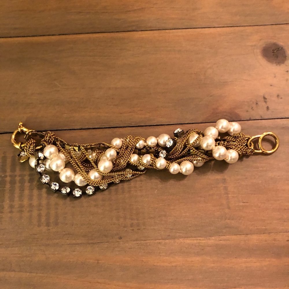 J.crew gold, pearl, and diamond bracelet